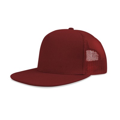 Deluxe 5 Panel Constructed Flat Peak Cotton Twill Mesh Back Cap